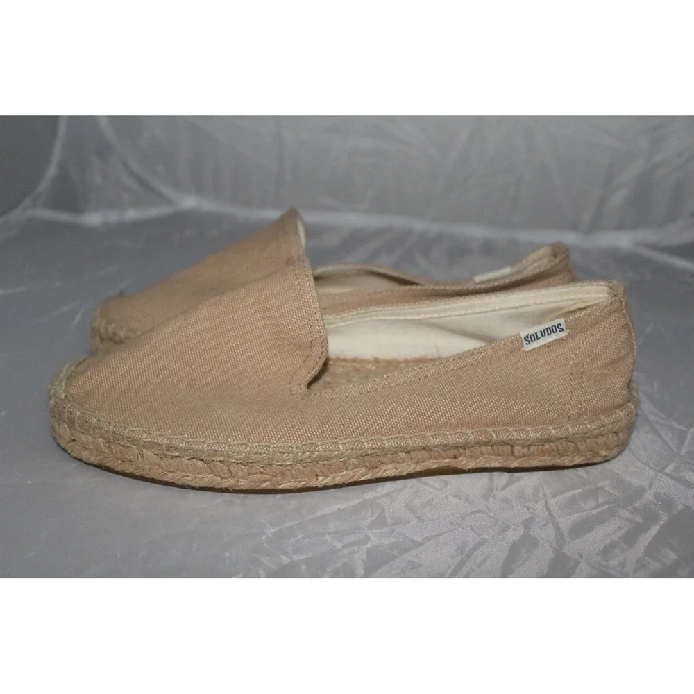 Soludos Dali Tan Canvas‎ Espadrille Slip On Flat Loafers Women's 7.5 Beige Shoes